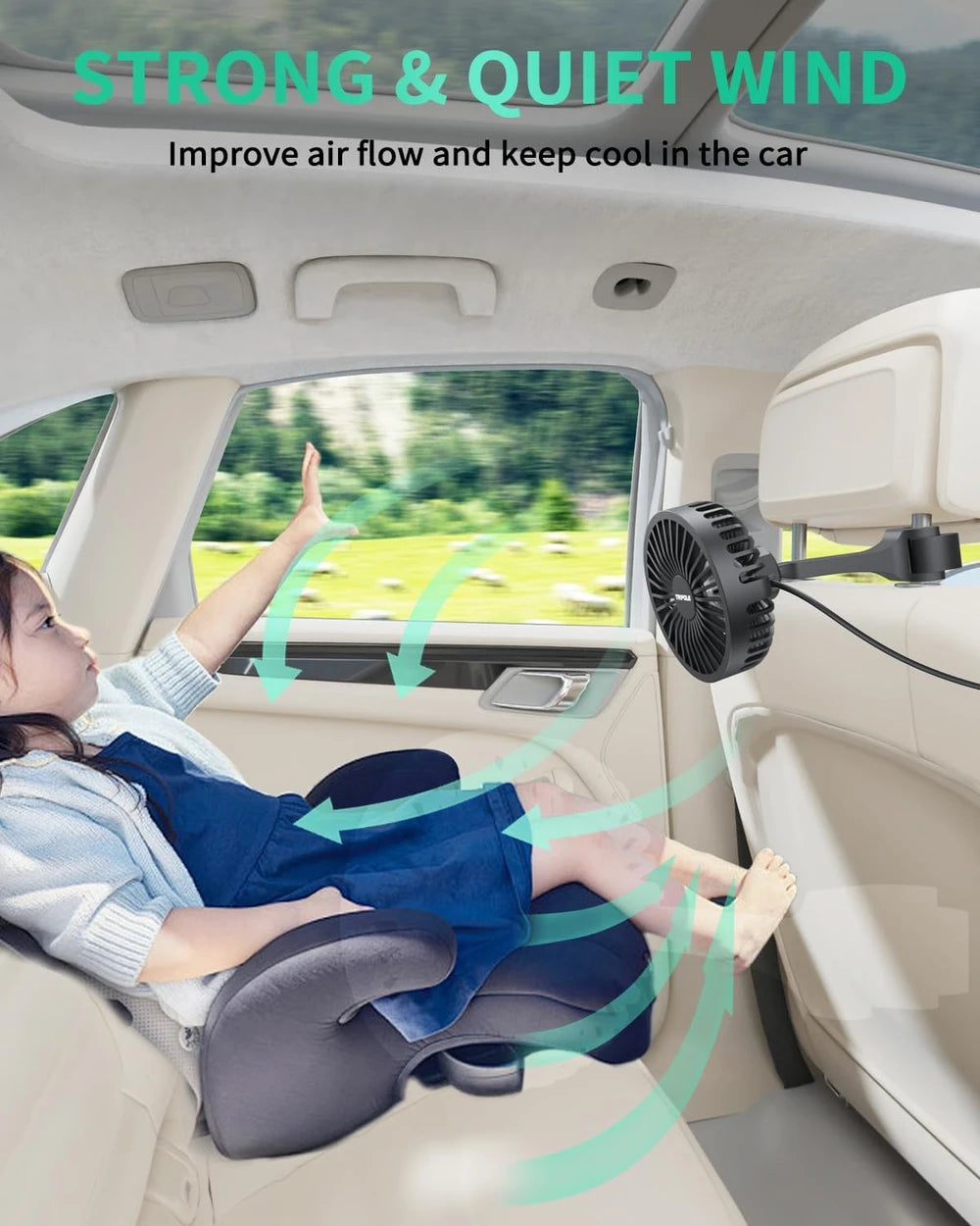 TriPole 3-Speed Car Fan